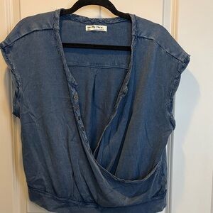 We The Free Denim Blue Blouse size small